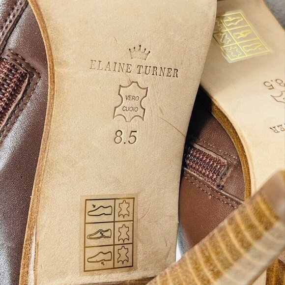 Elaine Turner Womens Brown Leather Ankle Boots Size 8.5 - Picture 6 of 13